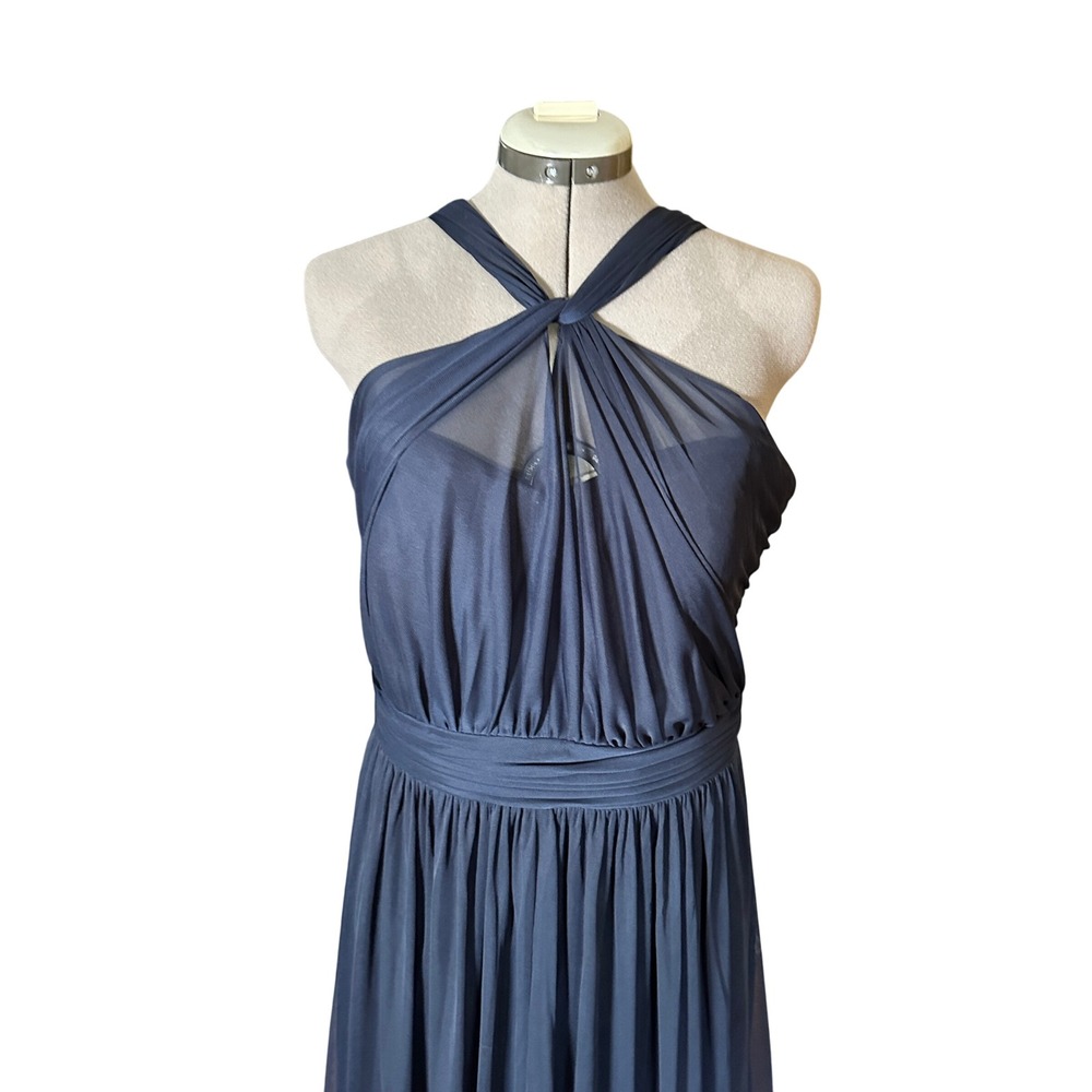 Alfred Sung Midnight Blue Formal Dress Wedding D720 Sz 16L Bridesmaid‎ Navy - Picture 3 of 9